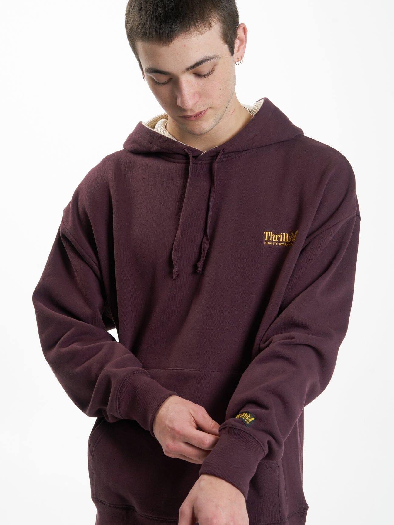 Thrills Union Slouch Pull On Hood - Wine