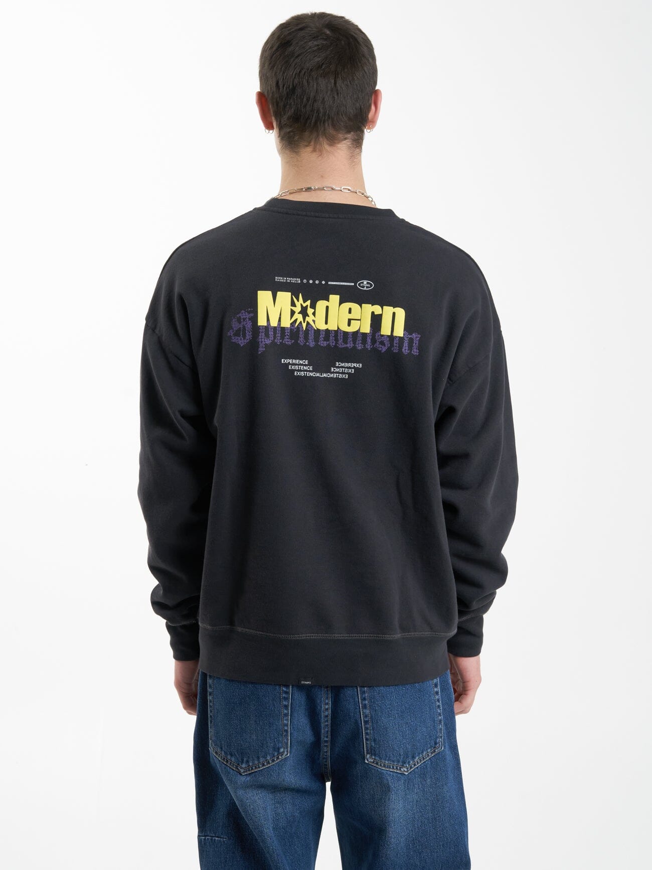 Modern Spiritualism Slouch Fit Crew - Washed Black