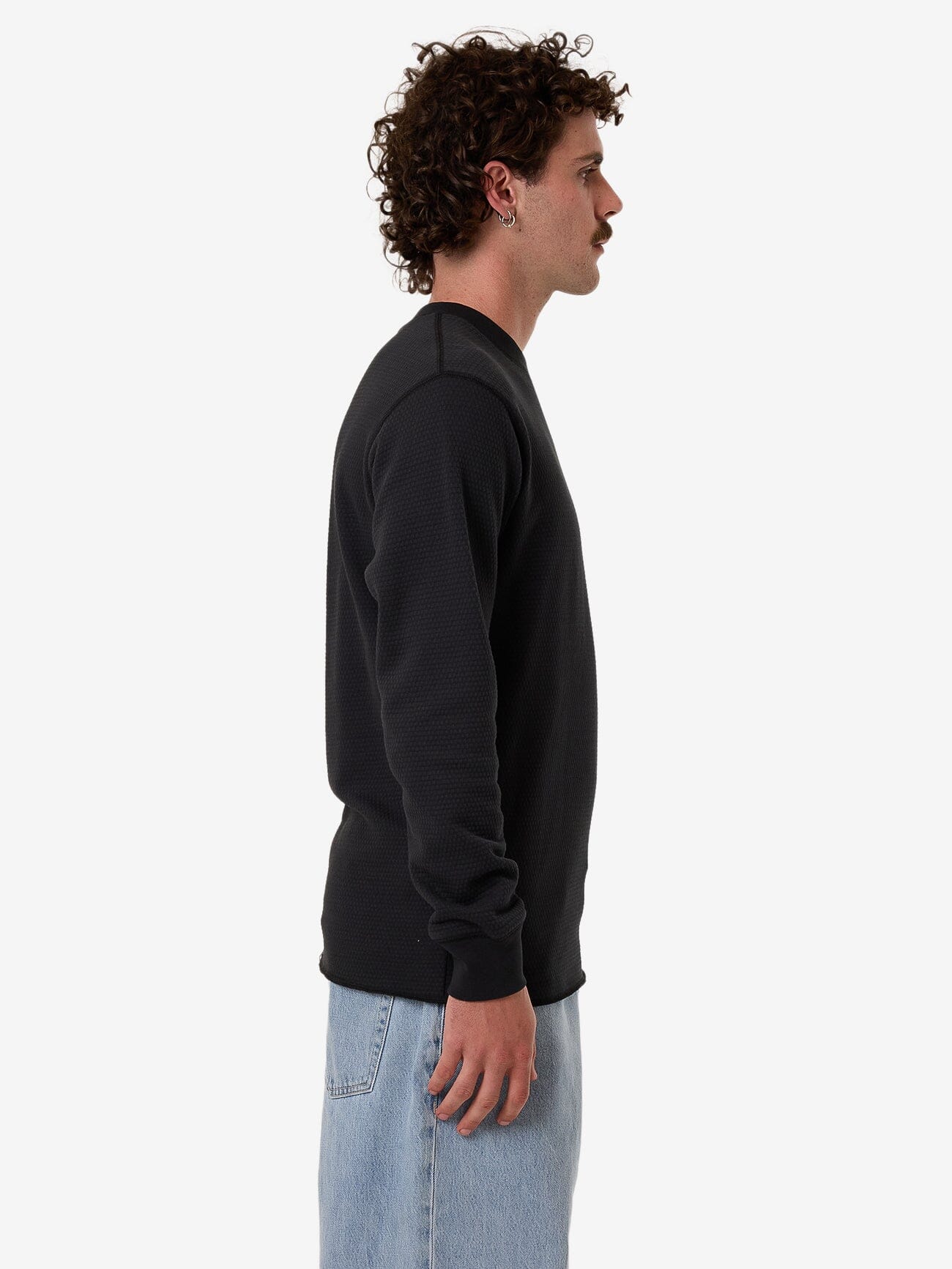 Adapted Waffle Long Sleeve - Faded Black XS