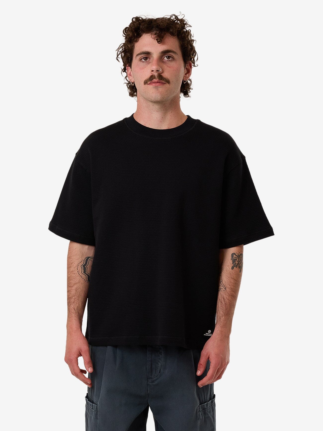 ★DRAW FIT★ Dwell Open Collar Waffle Shirt [BLACK] 71L4v0thRjL._UY1000_.jpg