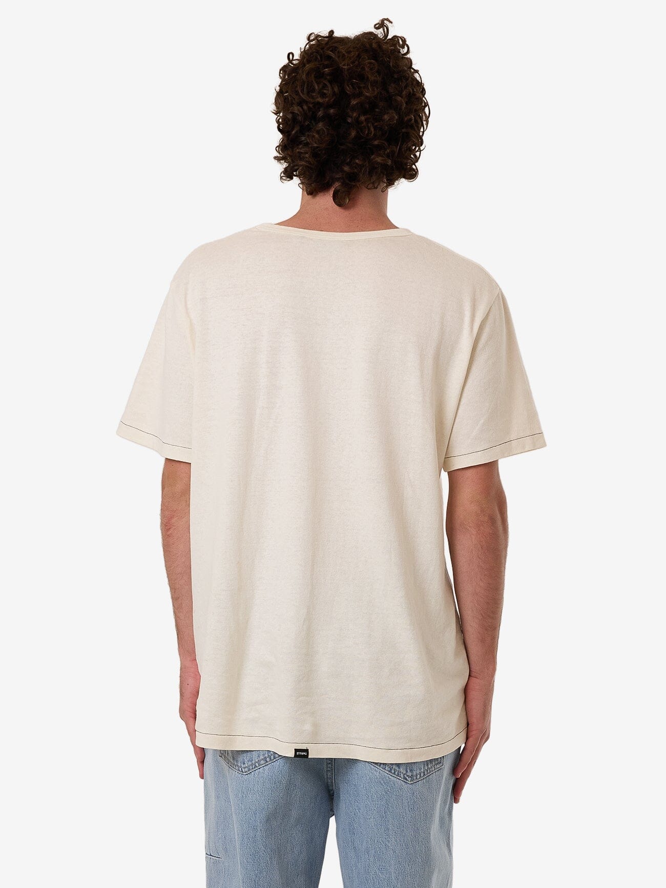 Hemp Thrills Embro Contrast Stitch Merch Fit Tee - Dirty White XS