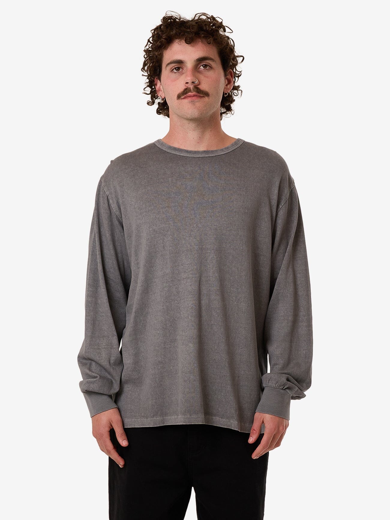 Hemp Thrills Embro Merch Fit Long Sleeve Tee - Grey Ash XS