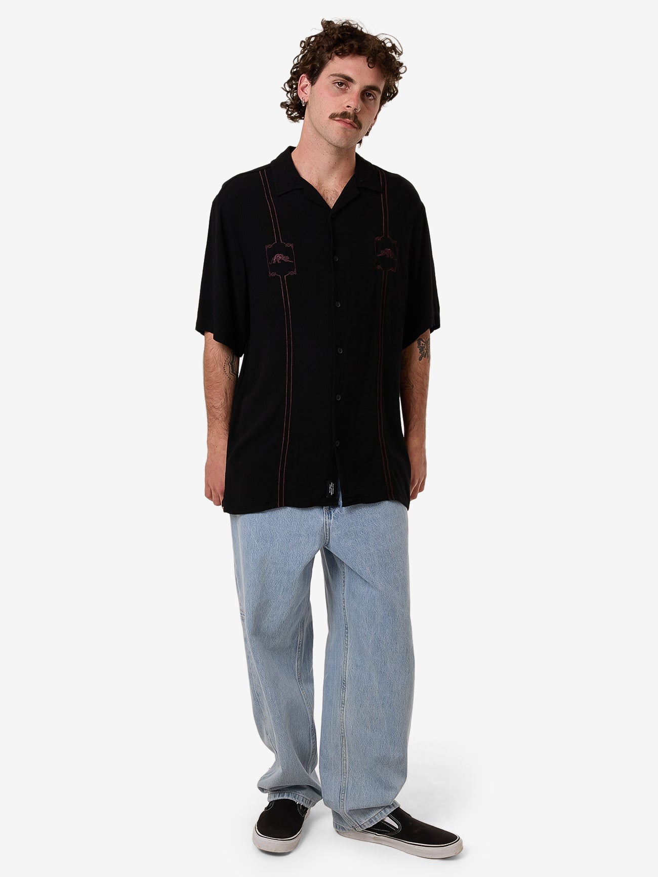 Still Life Bowling Shirt - Black XS