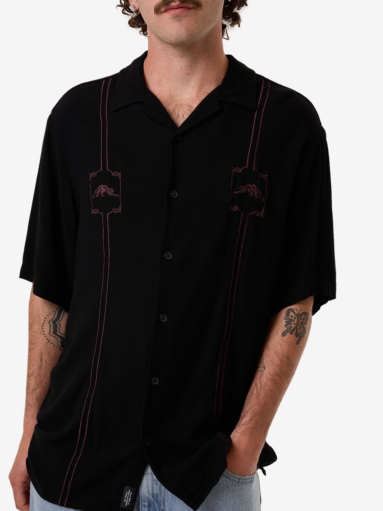 Still Life Bowling Shirt - Black XS