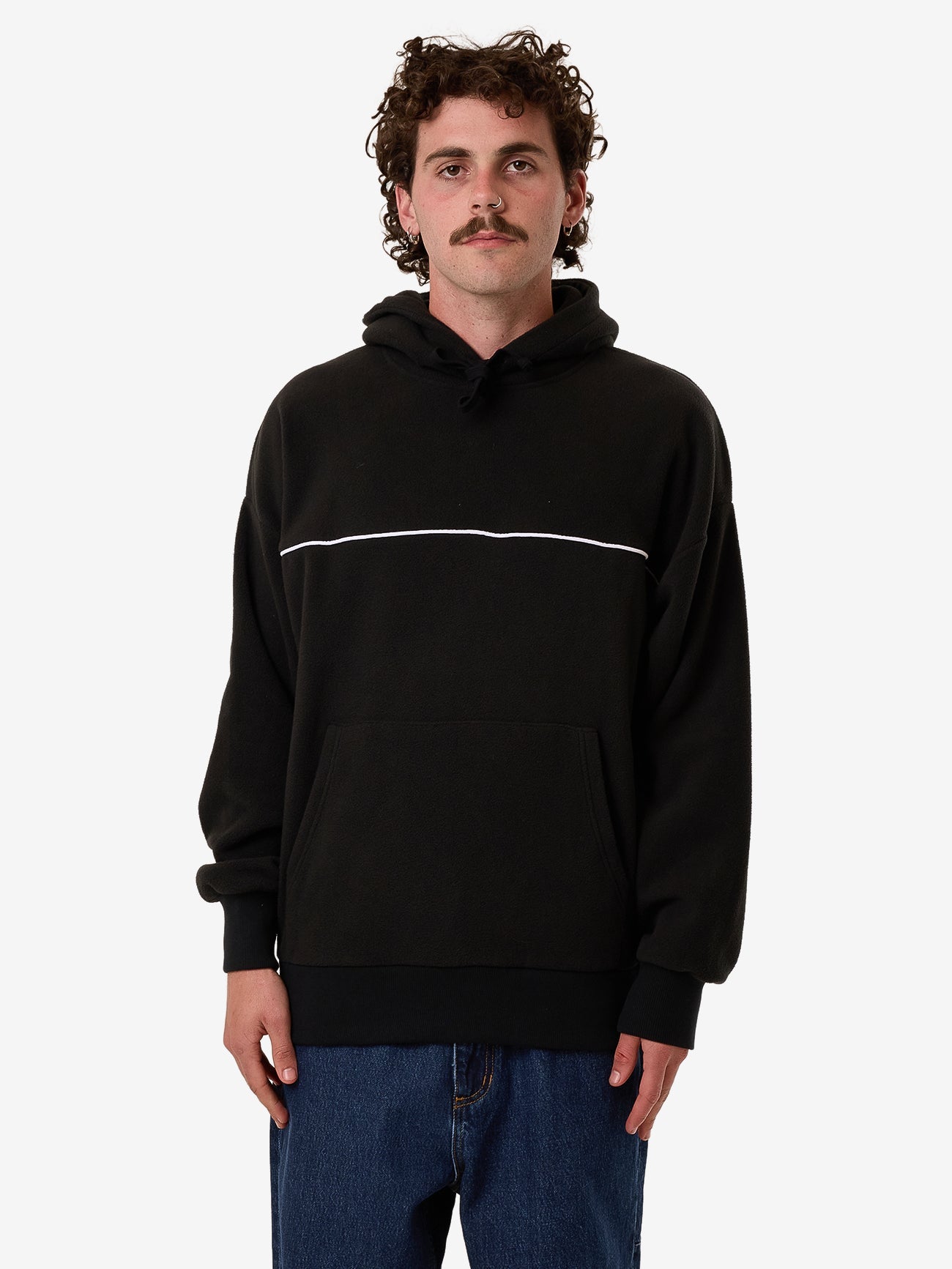 Hazed Slouch Hood Polar Fleece - Black XS