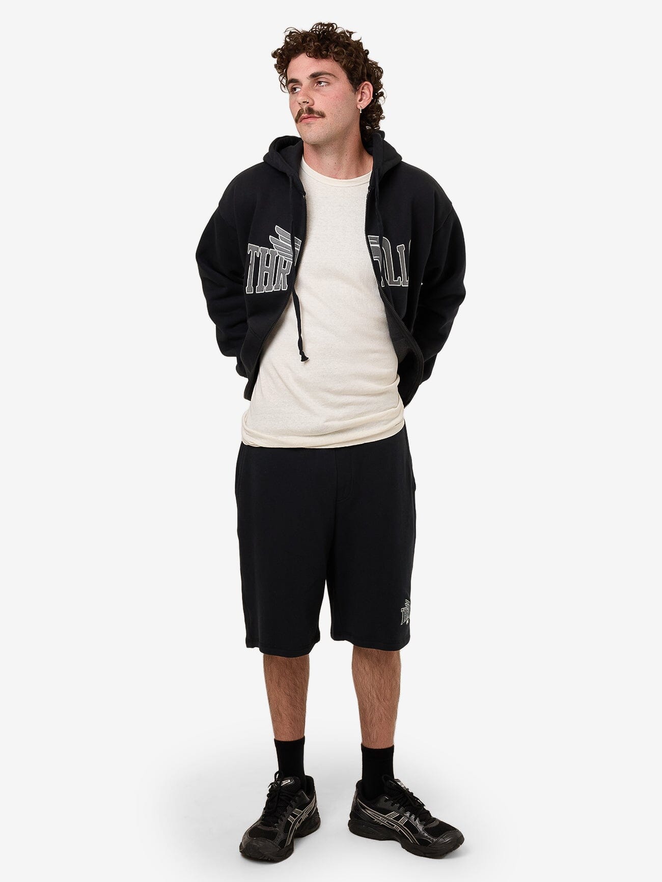 Born To Fly Zip Hood Fleece - Washed Black XS