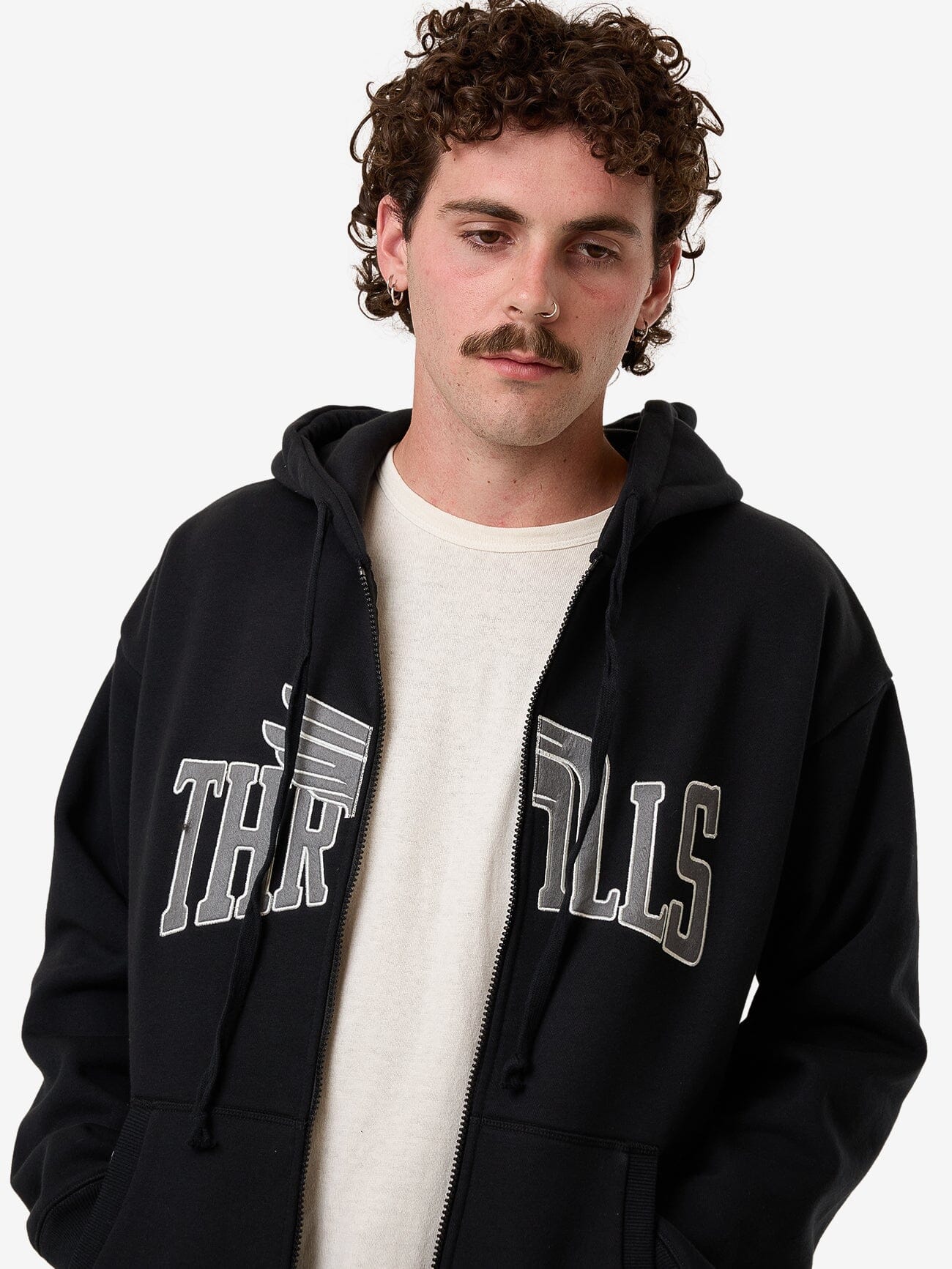 Born To Fly Zip Hood Fleece - Washed Black XS