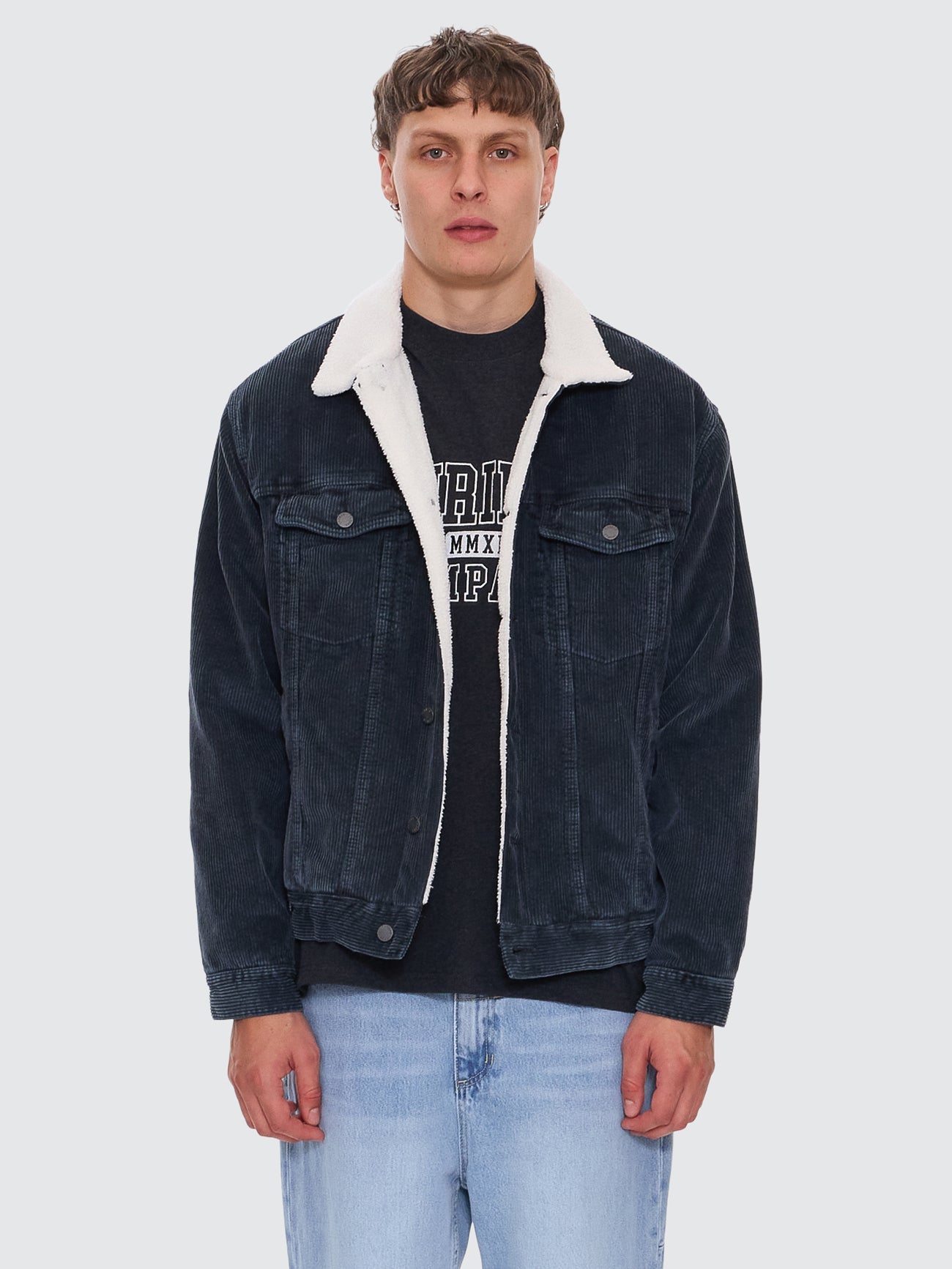 Oversized Sherpa Wanderer Cord Jacket - Ebony XS