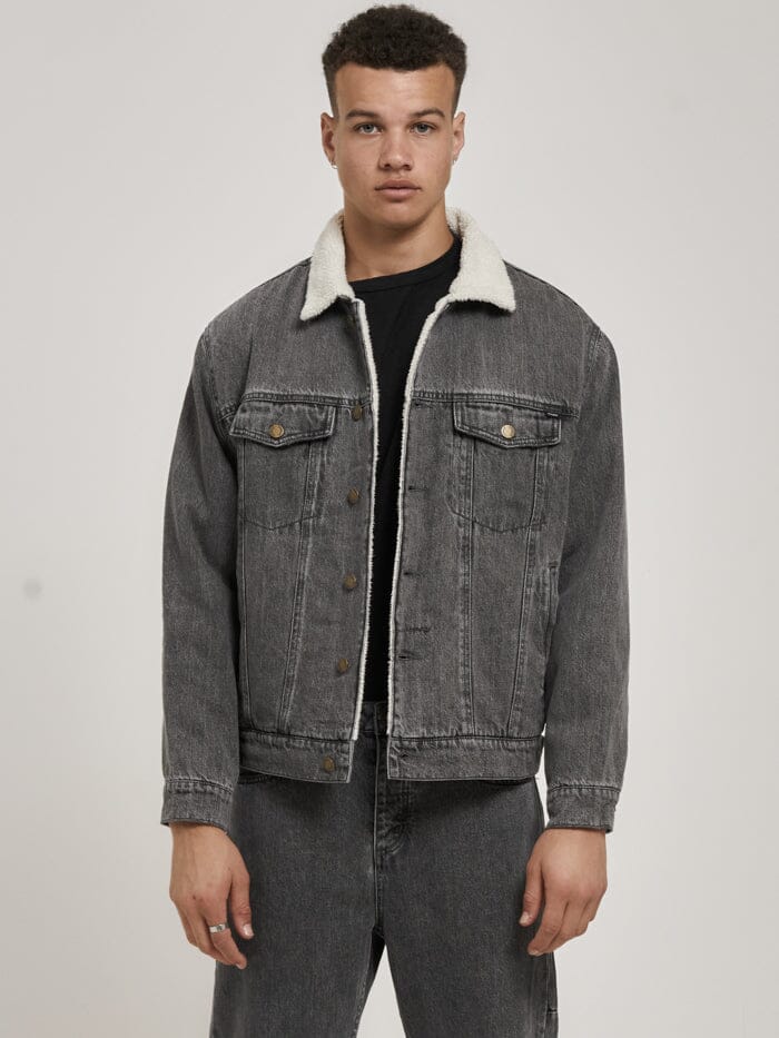 Oversized Sherpa Wanderer Denim Jacket - Asphalt Grey