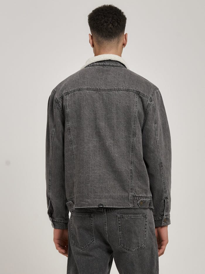 Oversized Sherpa Wanderer Denim Jacket - Asphalt Grey