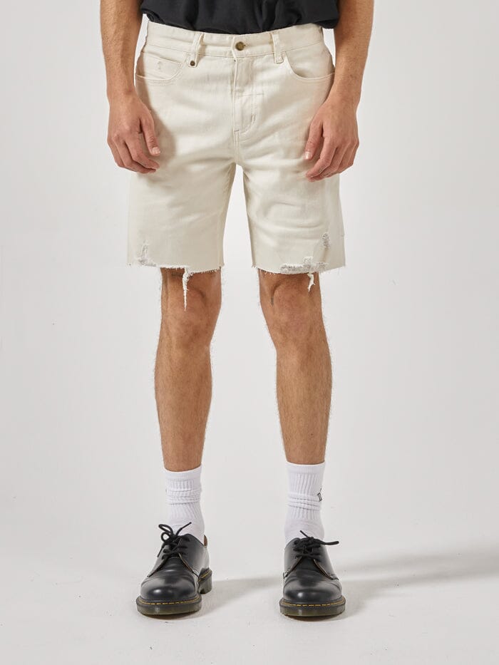 Destroyed Bones Denim Short - Heritage White