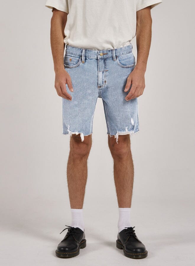Destroyed Bones Denim Short - Ash Blue