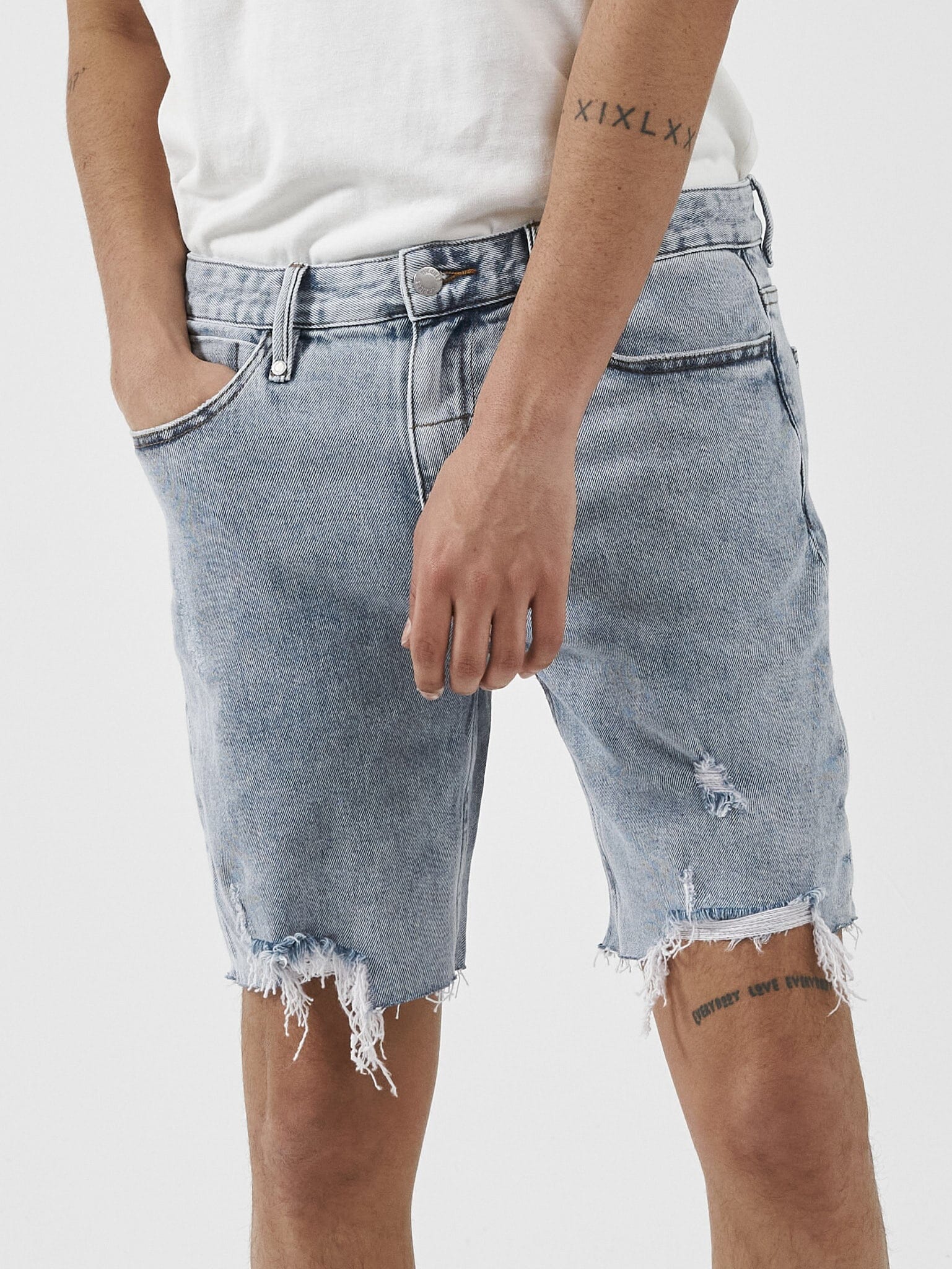 Destroyed Bones Denim Short - Garage Blue