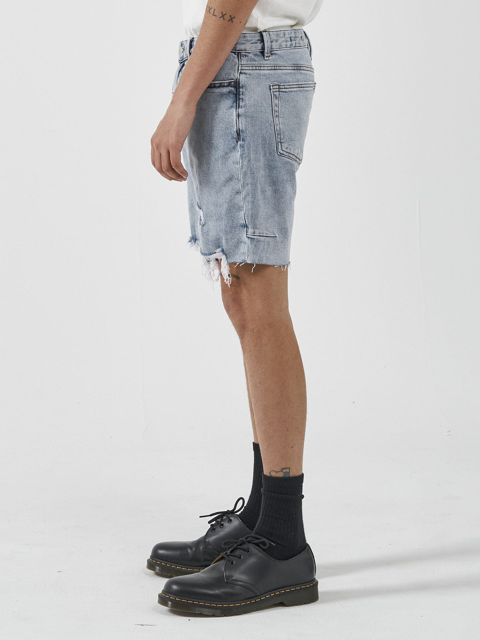 Destroyed Bones Denim Short - Garage Blue