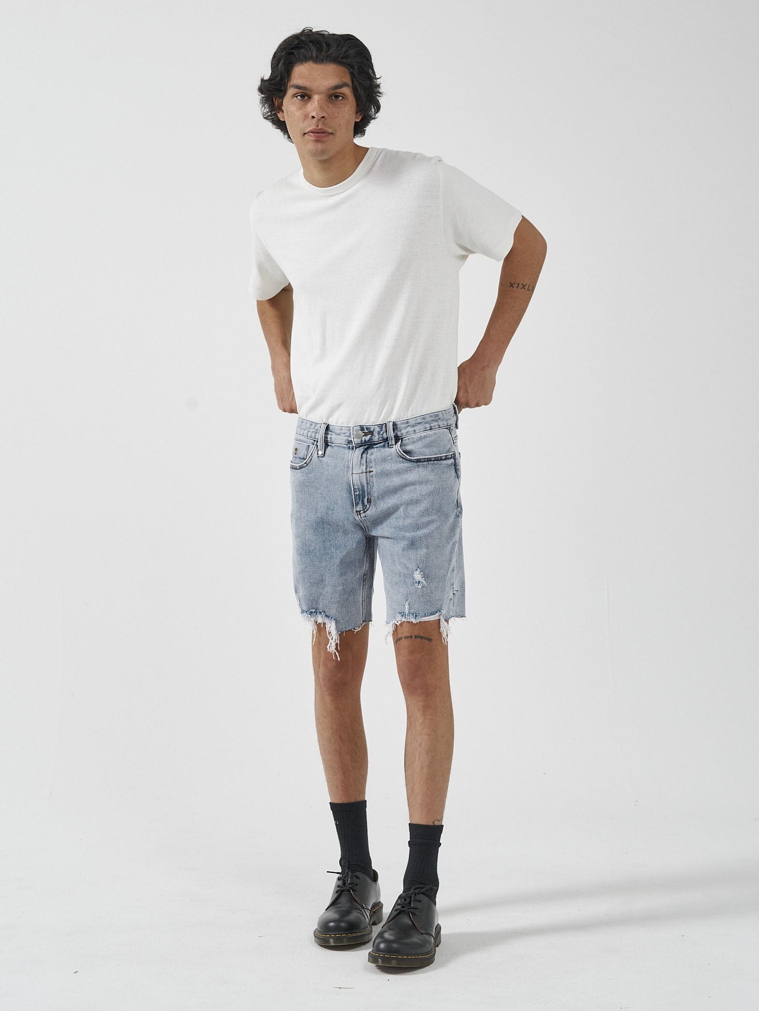 Destroyed Bones Denim Short - Garage Blue