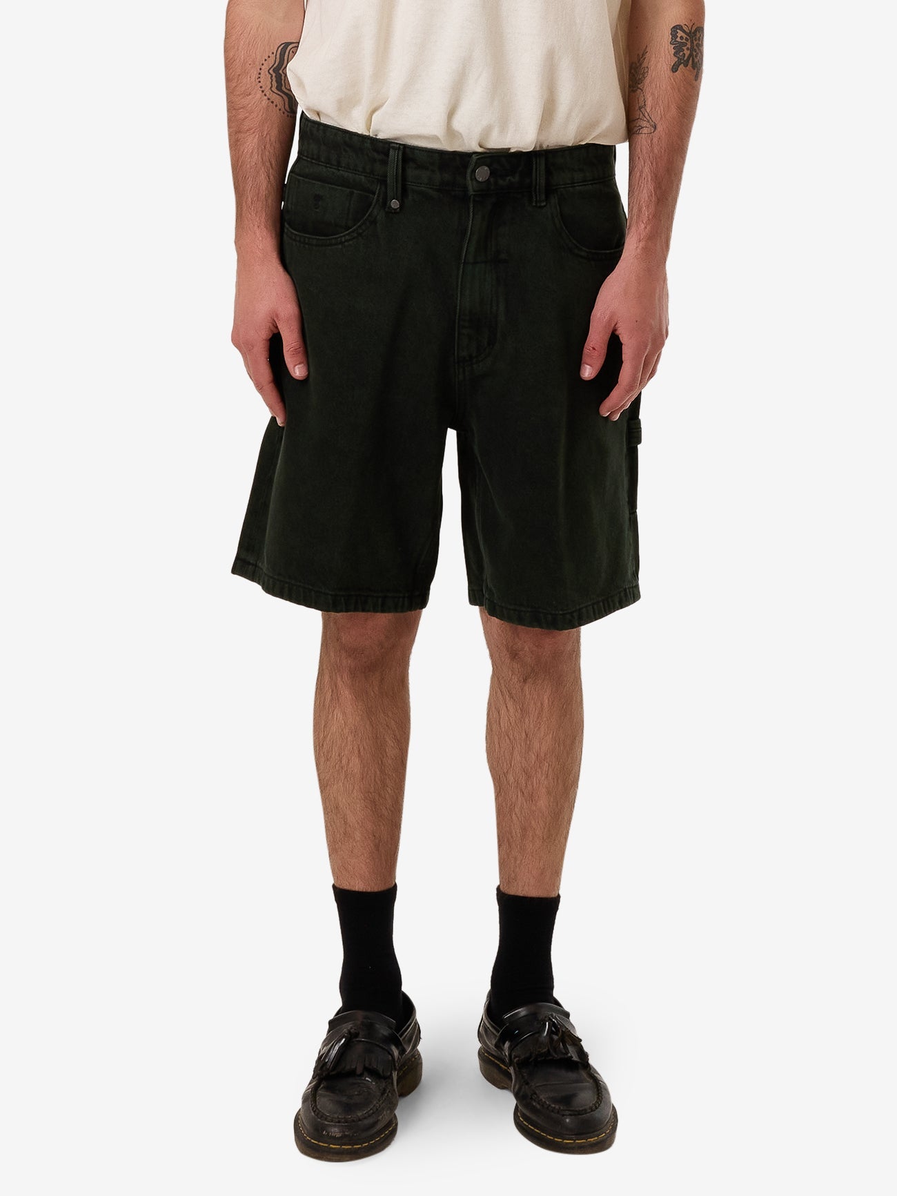 Slacker Denim Short - Oil Green - Black 28