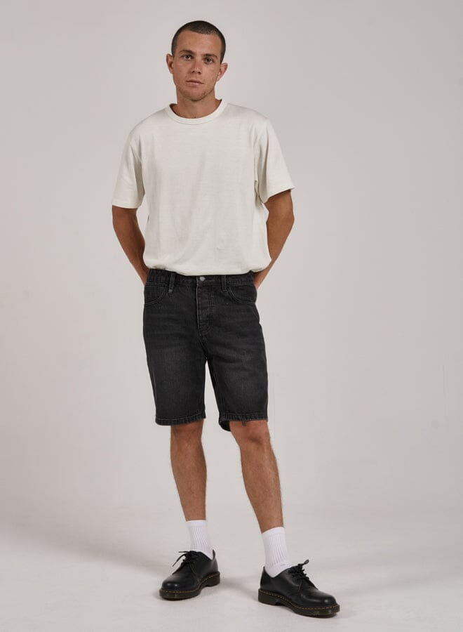 Chopped Hem Denim Short - Smoke Black