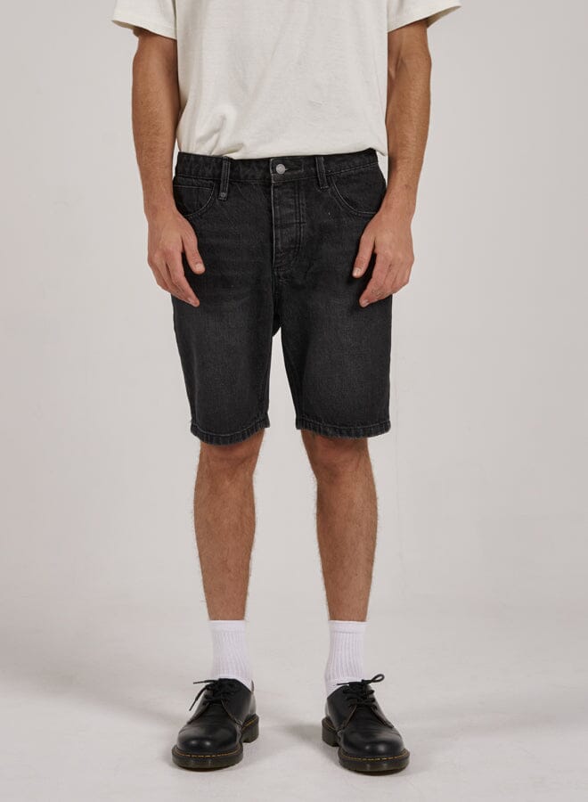 Chopped Hem Denim Short - Smoke Black