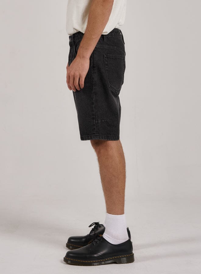 Chopped Hem Denim Short - Smoke Black