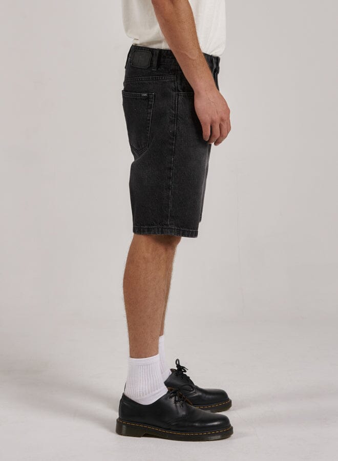 Chopped Hem Denim Short - Smoke Black