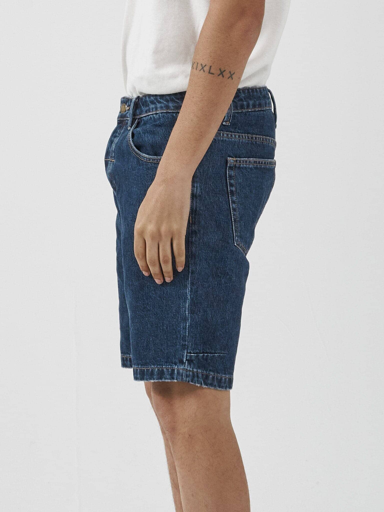 Chopped Hem Denim Short - Dark Rinse Blue