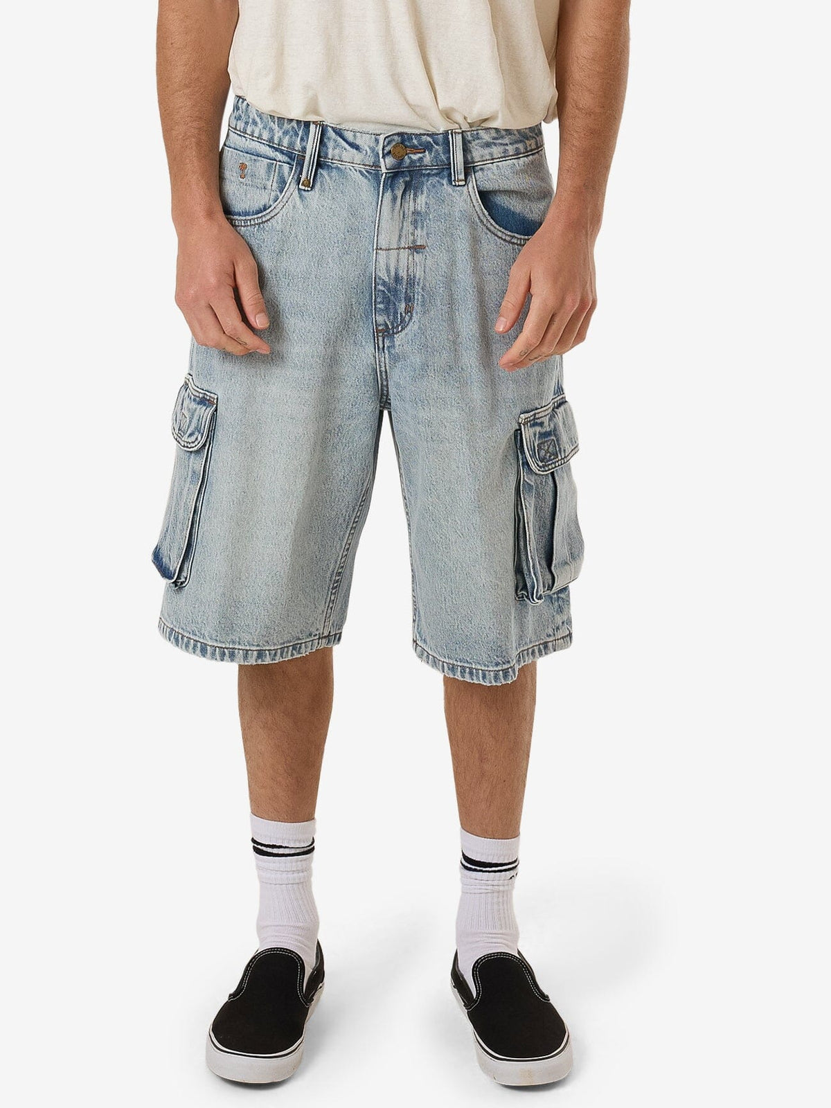 Big Slacker Denim Cargo Short in Blue | | Thrills Co. USA