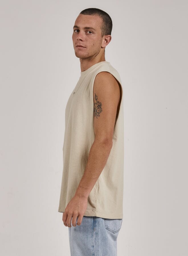 Minimal Thrills Merch Fit Muscle Tee - Oatmeal