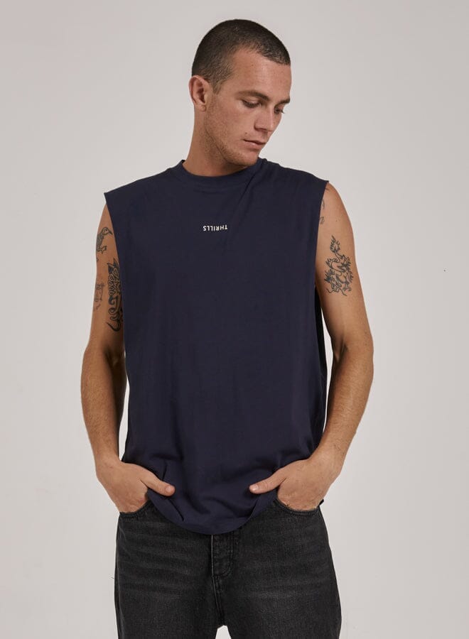 Minimal Thrills Merch Fit Muscle Tee - Station Navy
