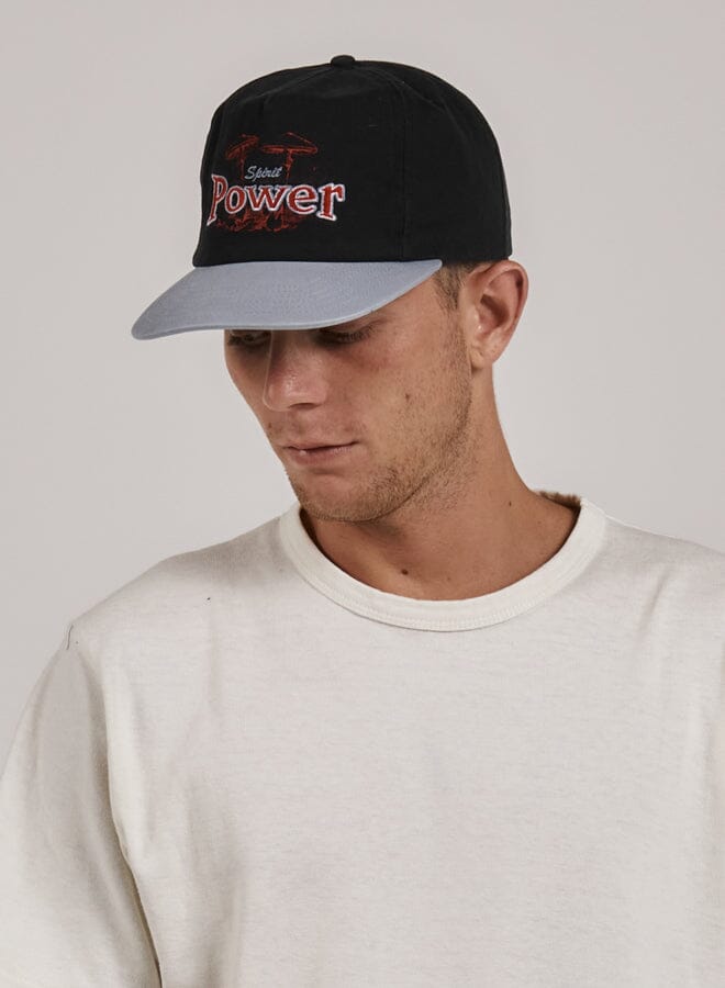 Spirit Power 5 Panel Cap - Washed Black - Blue