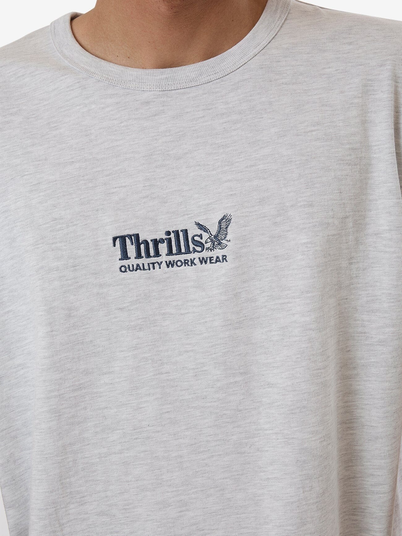 Thrills Workwear Embro Merch Fit Tee - White Marle XS