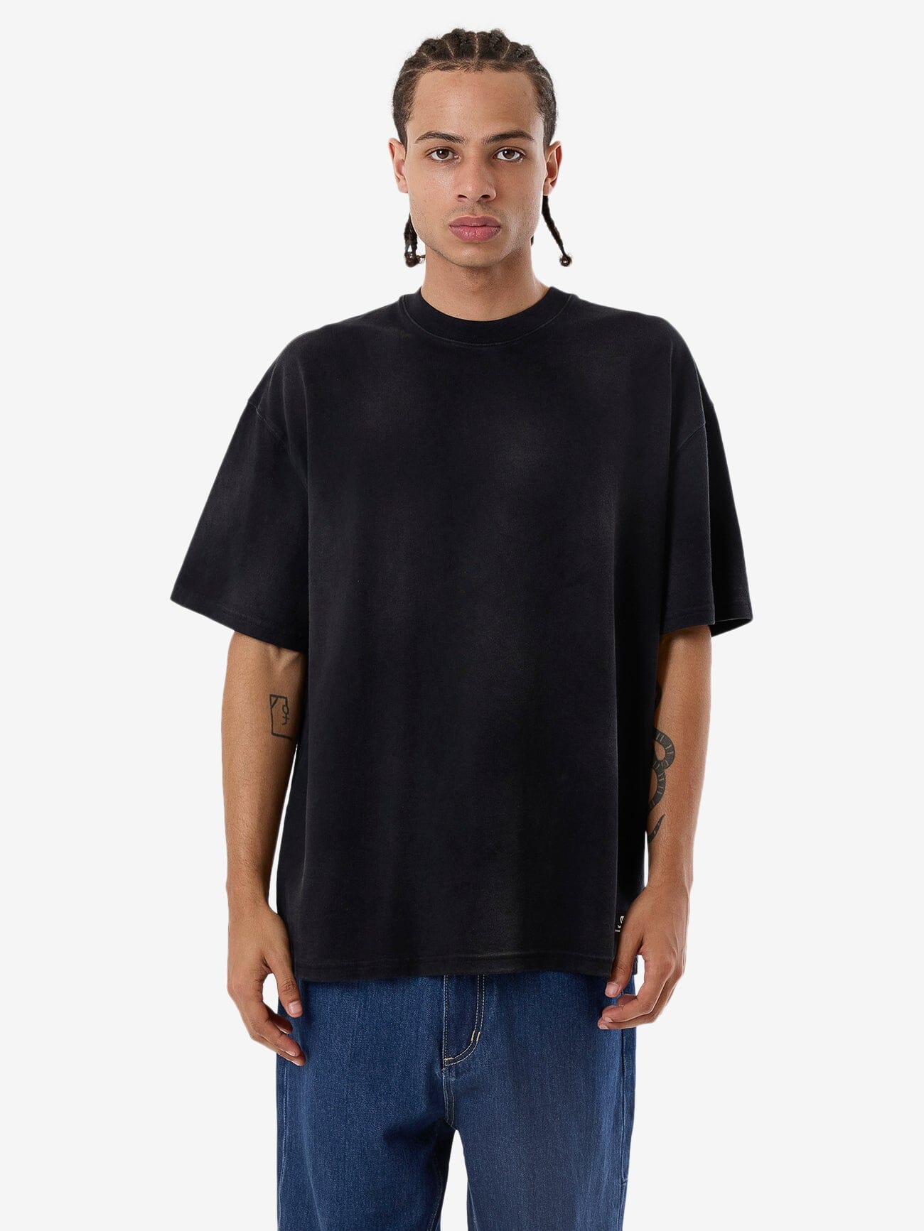 Cortex Worn Box Fit Oversize Tee - Faded Black XS