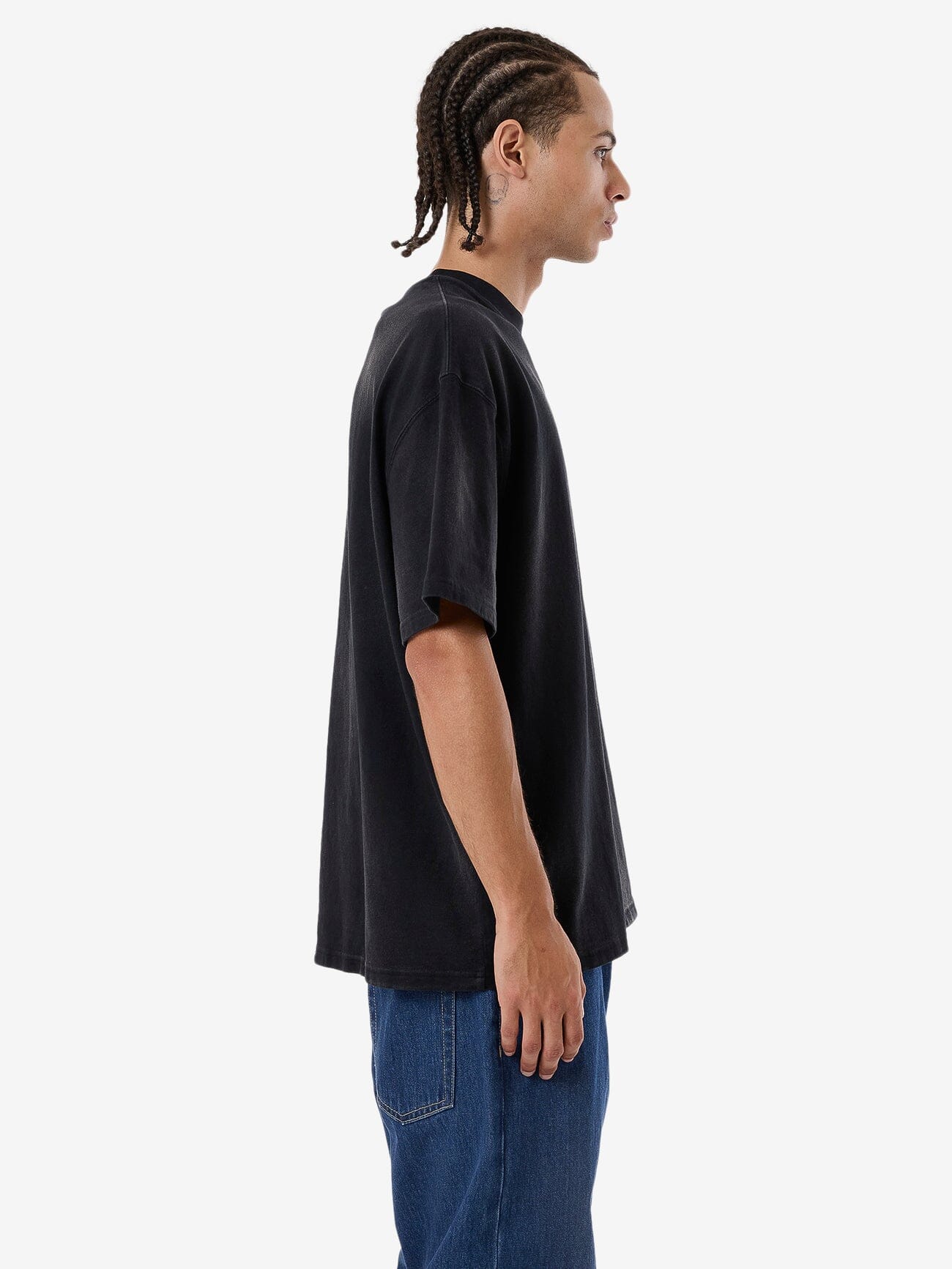 Cortex Worn Box Fit Oversize Tee - Faded Black XS