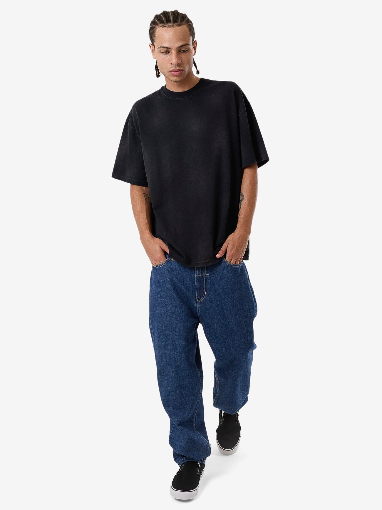 Cortex Worn Box Fit Oversize Tee - Faded Black XS