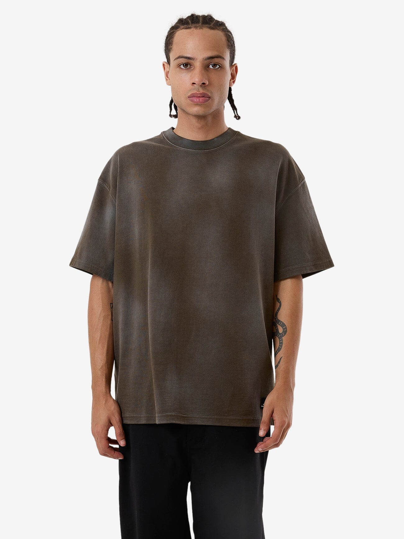 Cortex Worn Box Fit Oversize Tee - Faded Tarmac XS