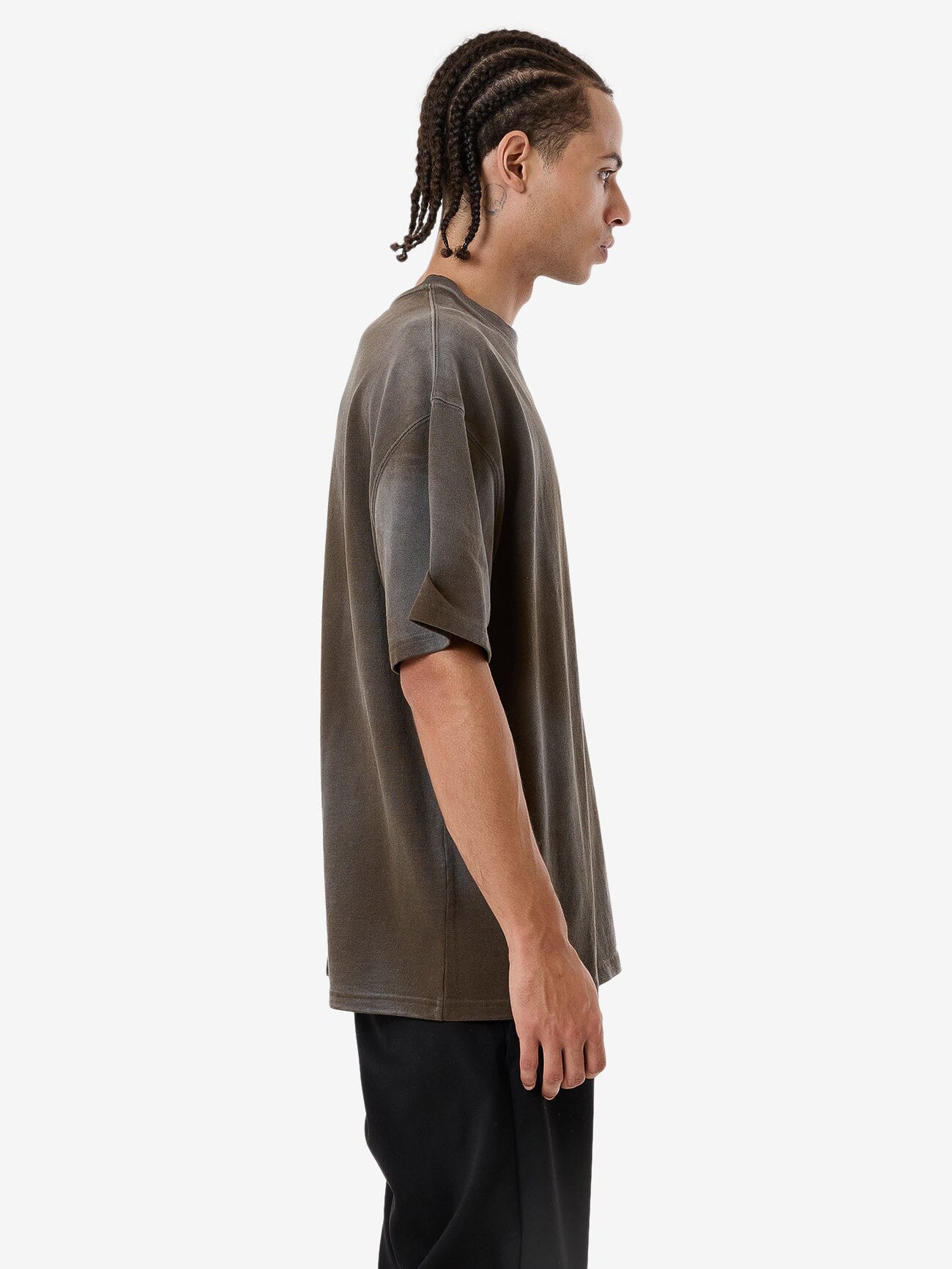 Cortex Worn Box Fit Oversize Tee - Faded Tarmac XS