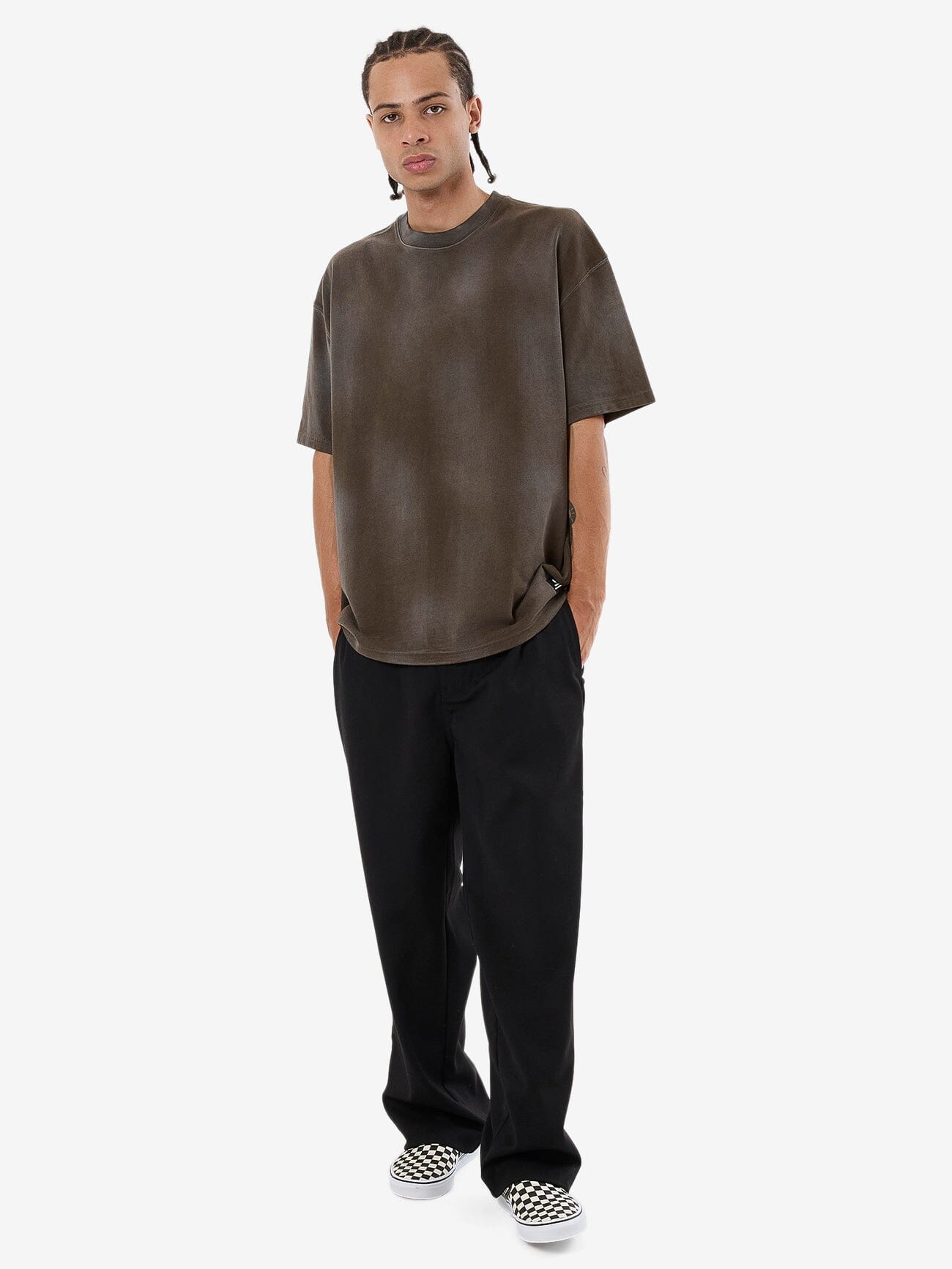 Cortex Worn Box Fit Oversize Tee - Faded Tarmac XS