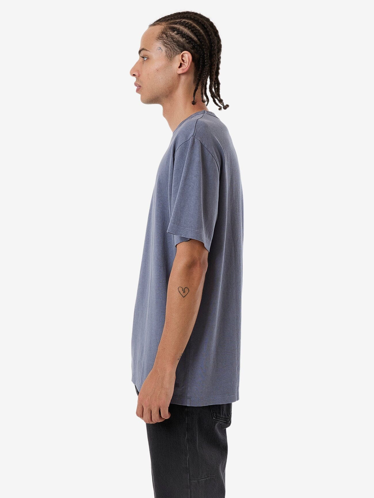 Hemp Thrills Embro Bind Merch Fit Tee - Folkstone Grey