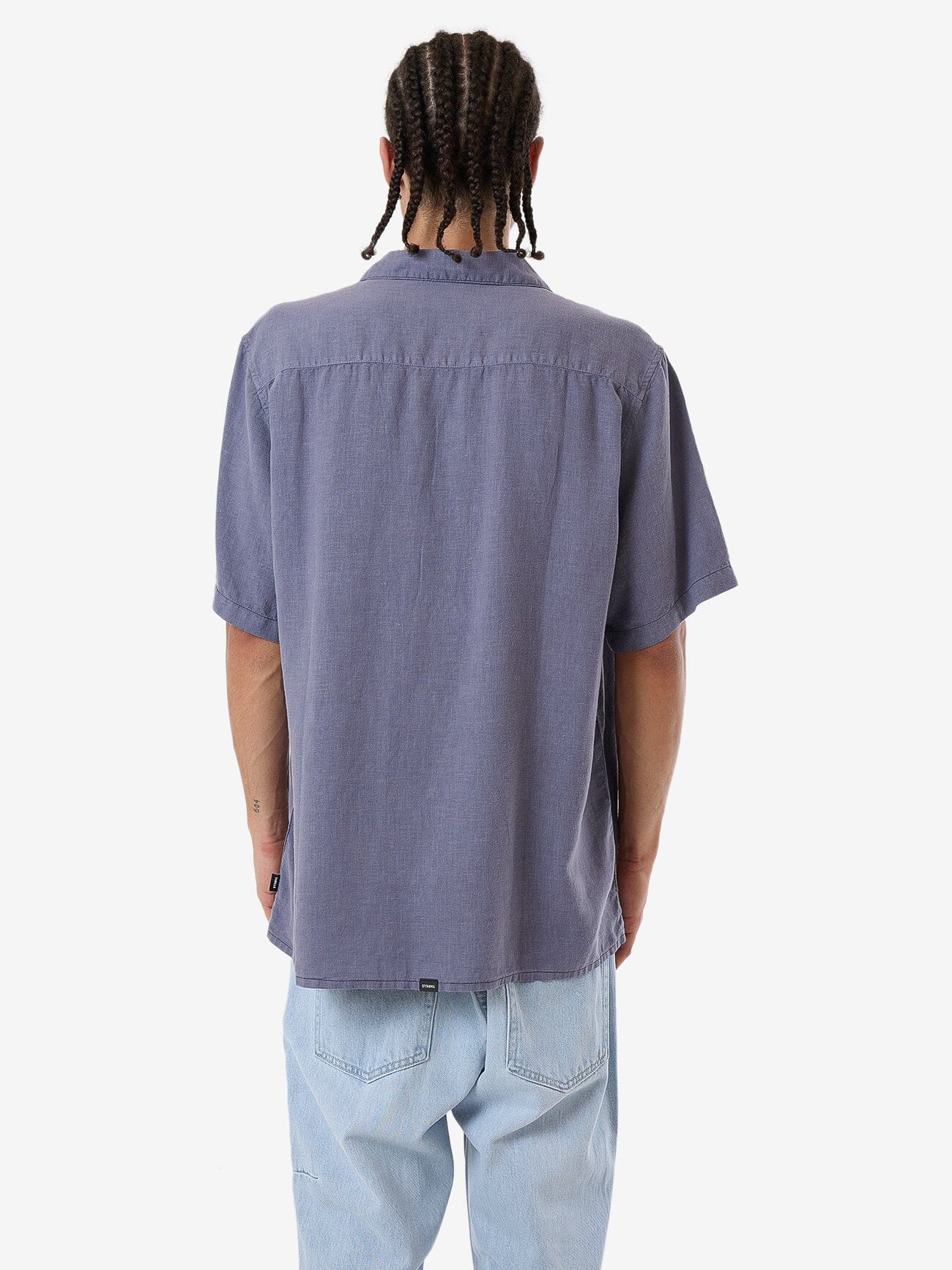 Hemp Minimal Thrills Contrast Stitch Bowling Shirt - Folkstone Grey XS