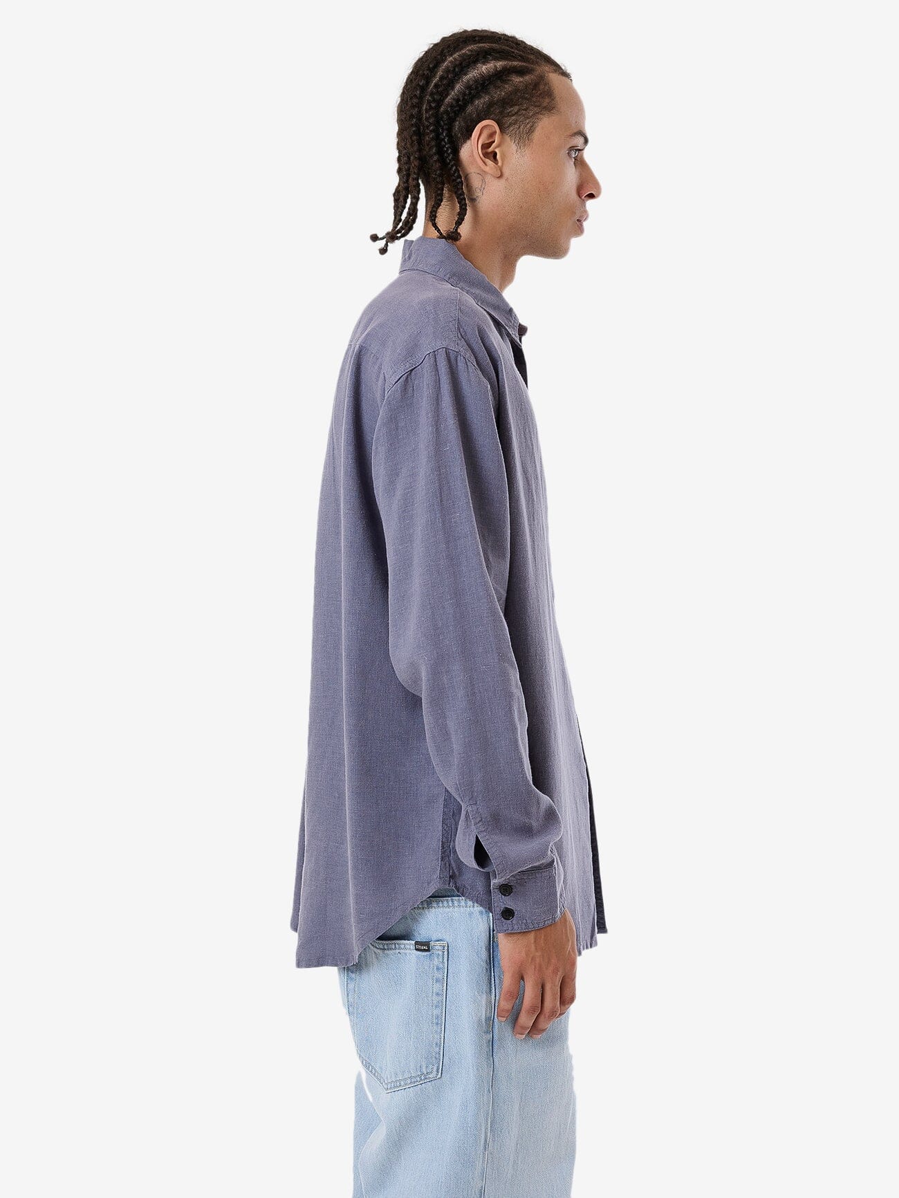 Hemp Minimal Thrills Oversize Long Sleeve Shirt - Folkstone Grey XS