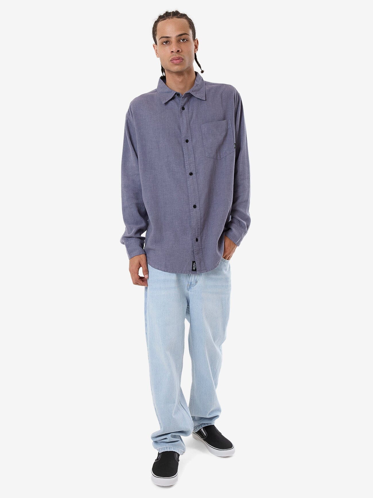 Hemp Minimal Thrills Oversize Long Sleeve Shirt - Folkstone Grey