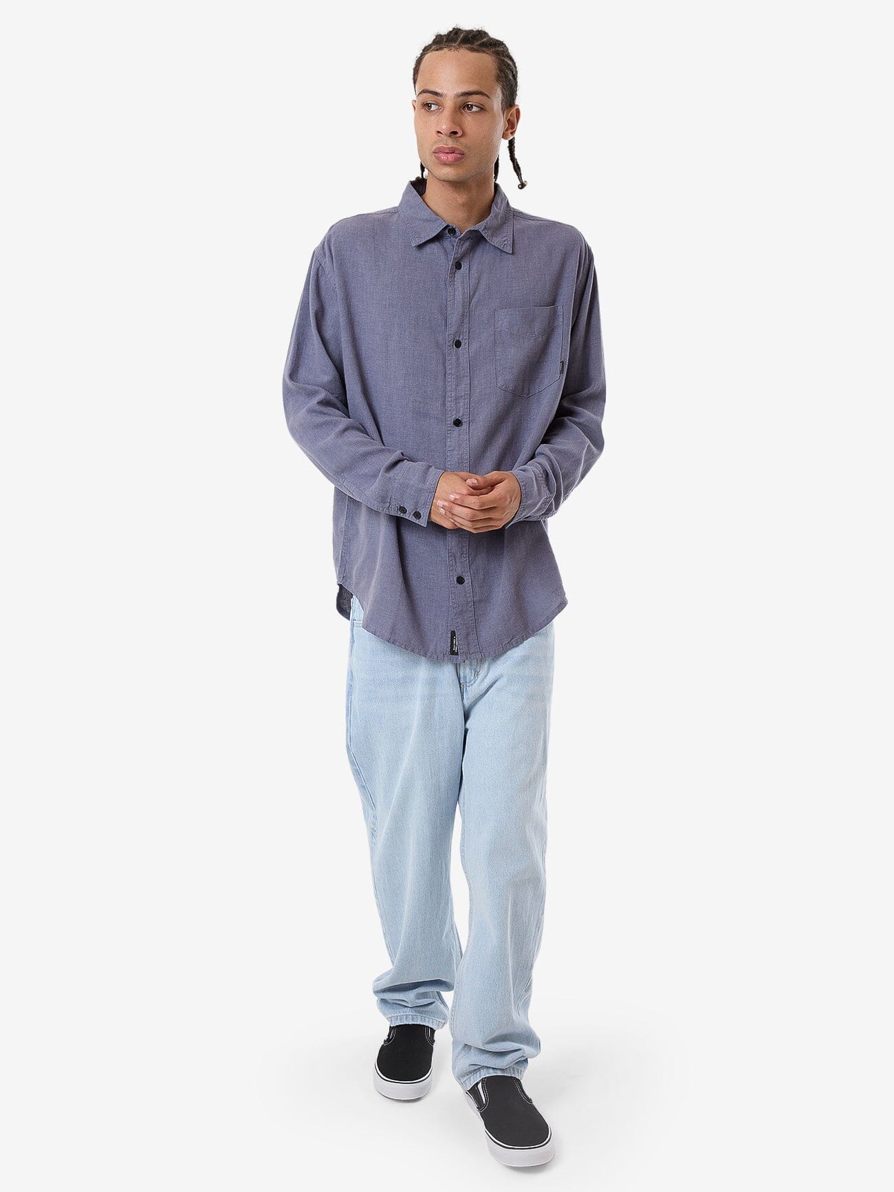 Hemp Minimal Thrills Oversize Long Sleeve Shirt - Folkstone Grey