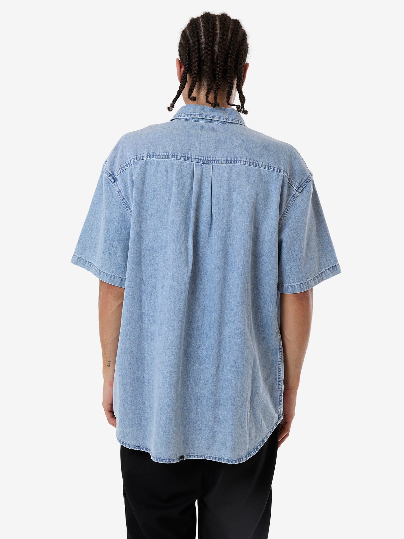 Canyon Oversize Short Sleeve Denim Shirt - Faded Rinse Indigo