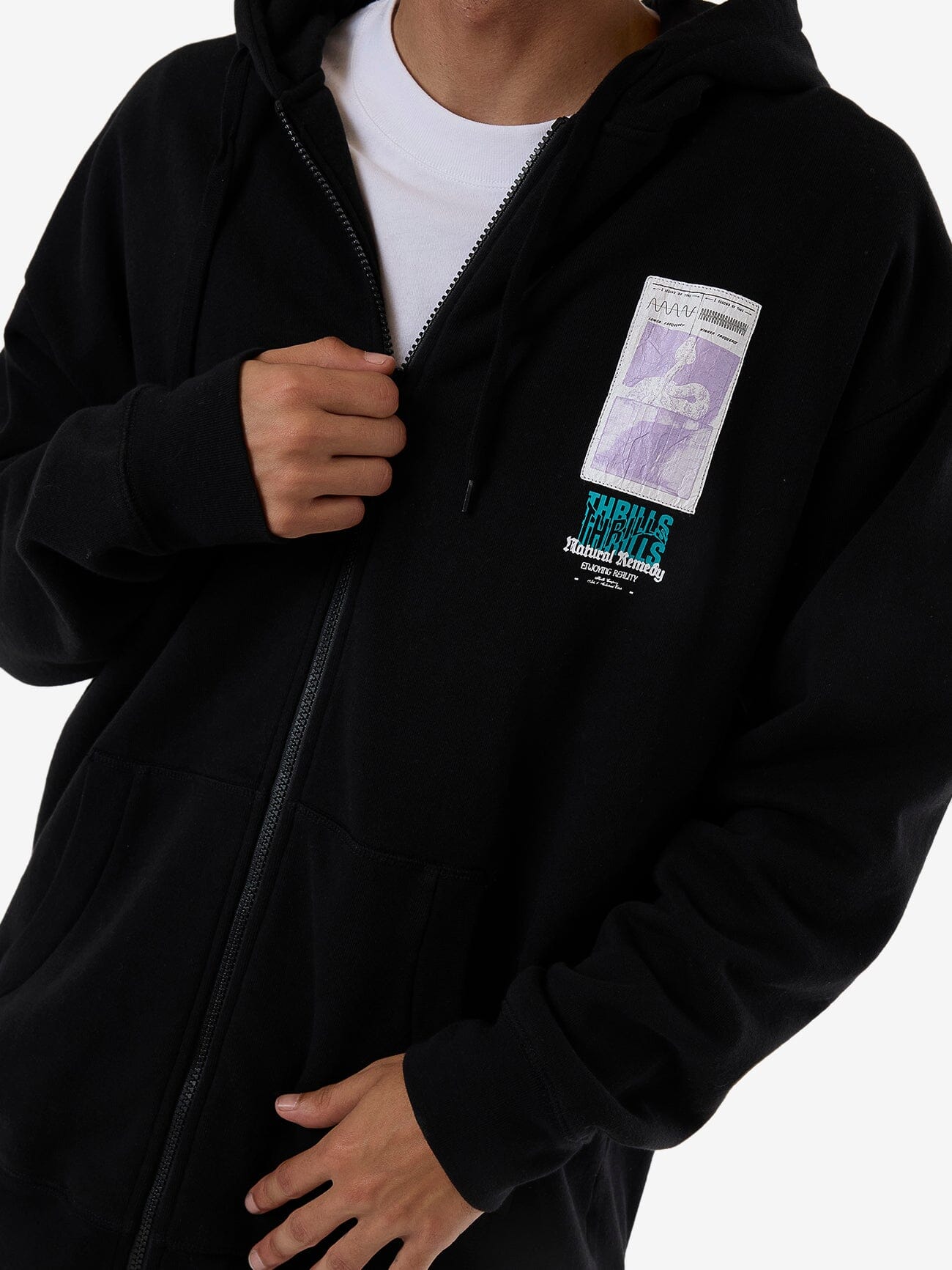 Natural Remedy Zip Hood Fleece - Black XS