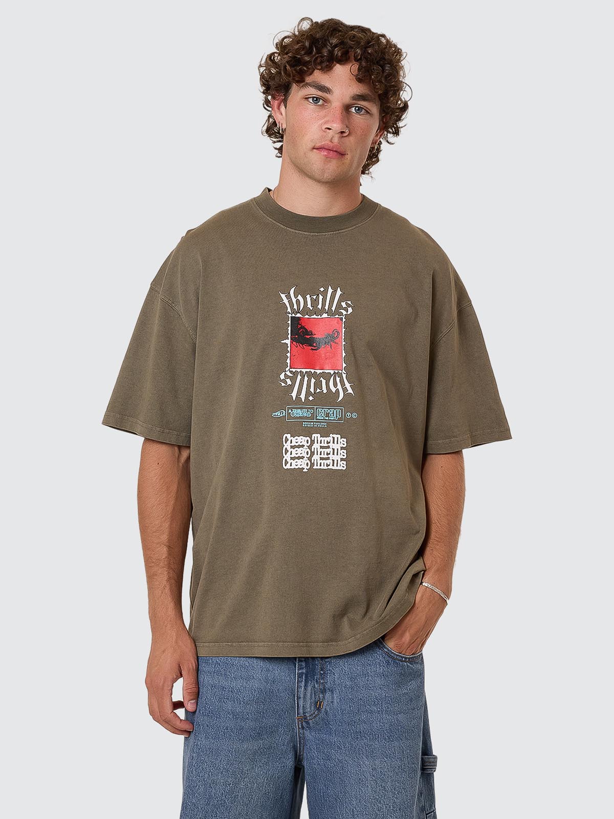 Cheap Thrills Box Fit Oversize Tee - Tarmac