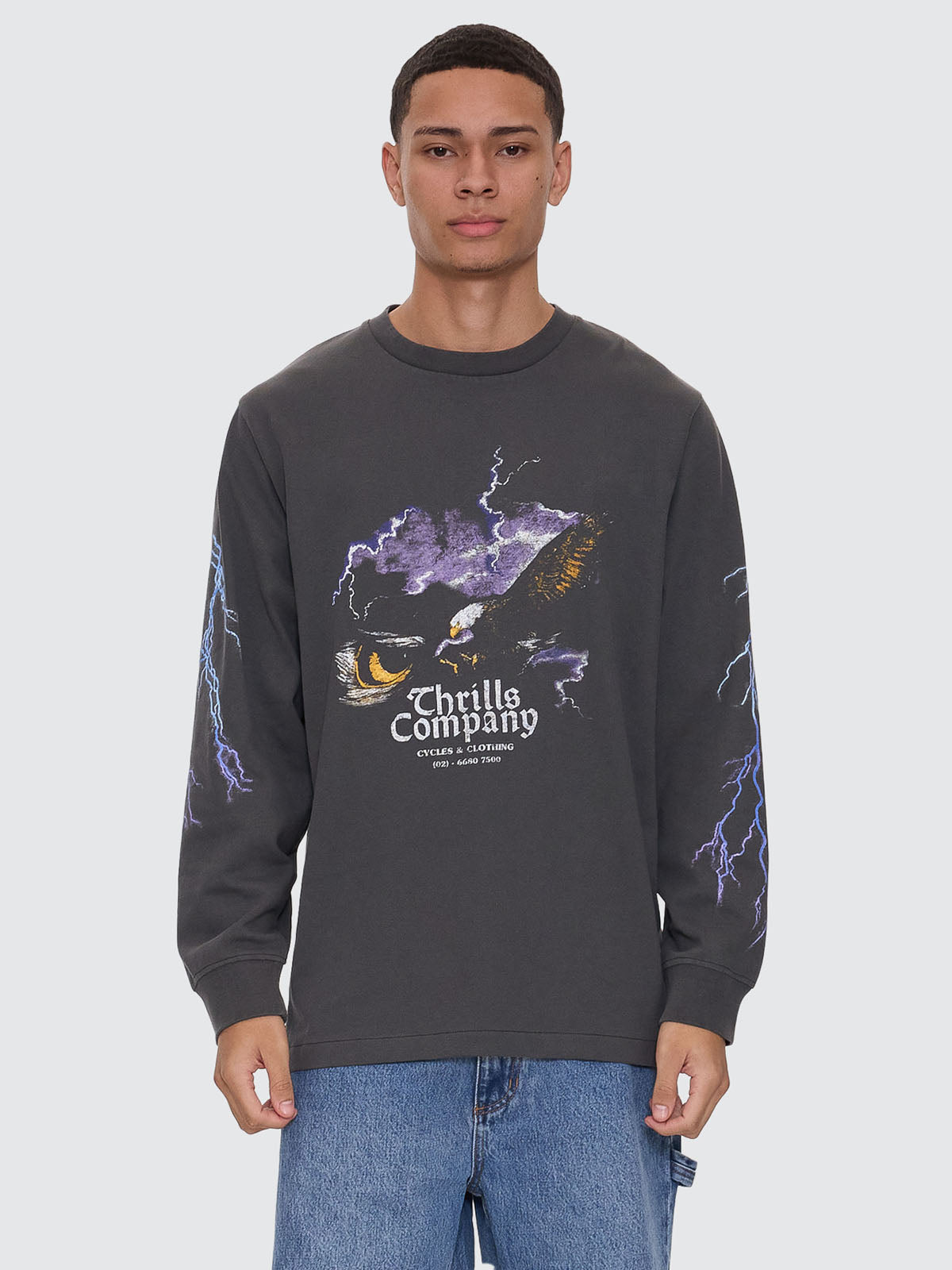 Flight Risk Oversize Fit Long Sleeve Tee - Merch Black