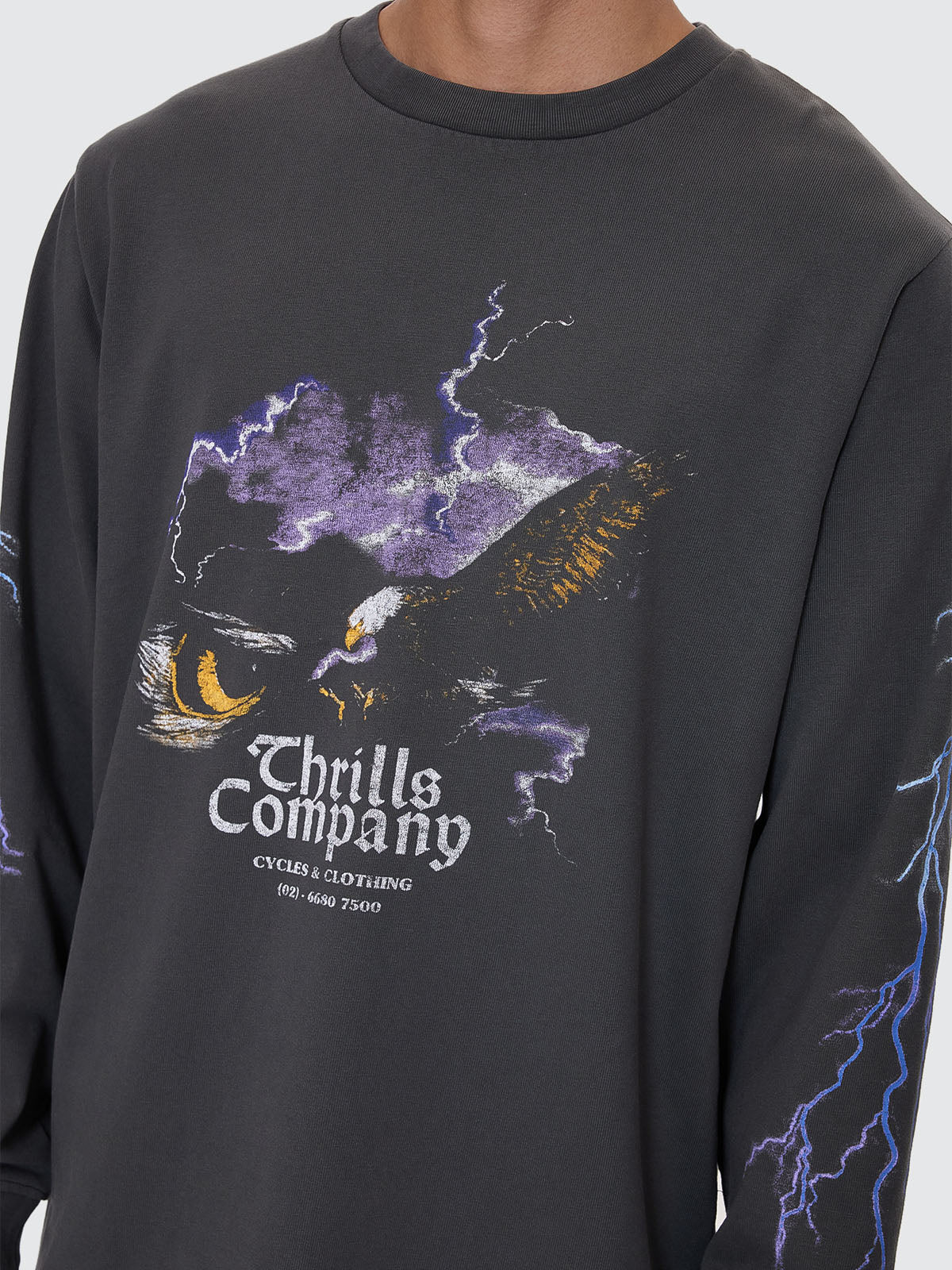 Flight Risk Oversize Fit Long Sleeve Tee - Merch Black