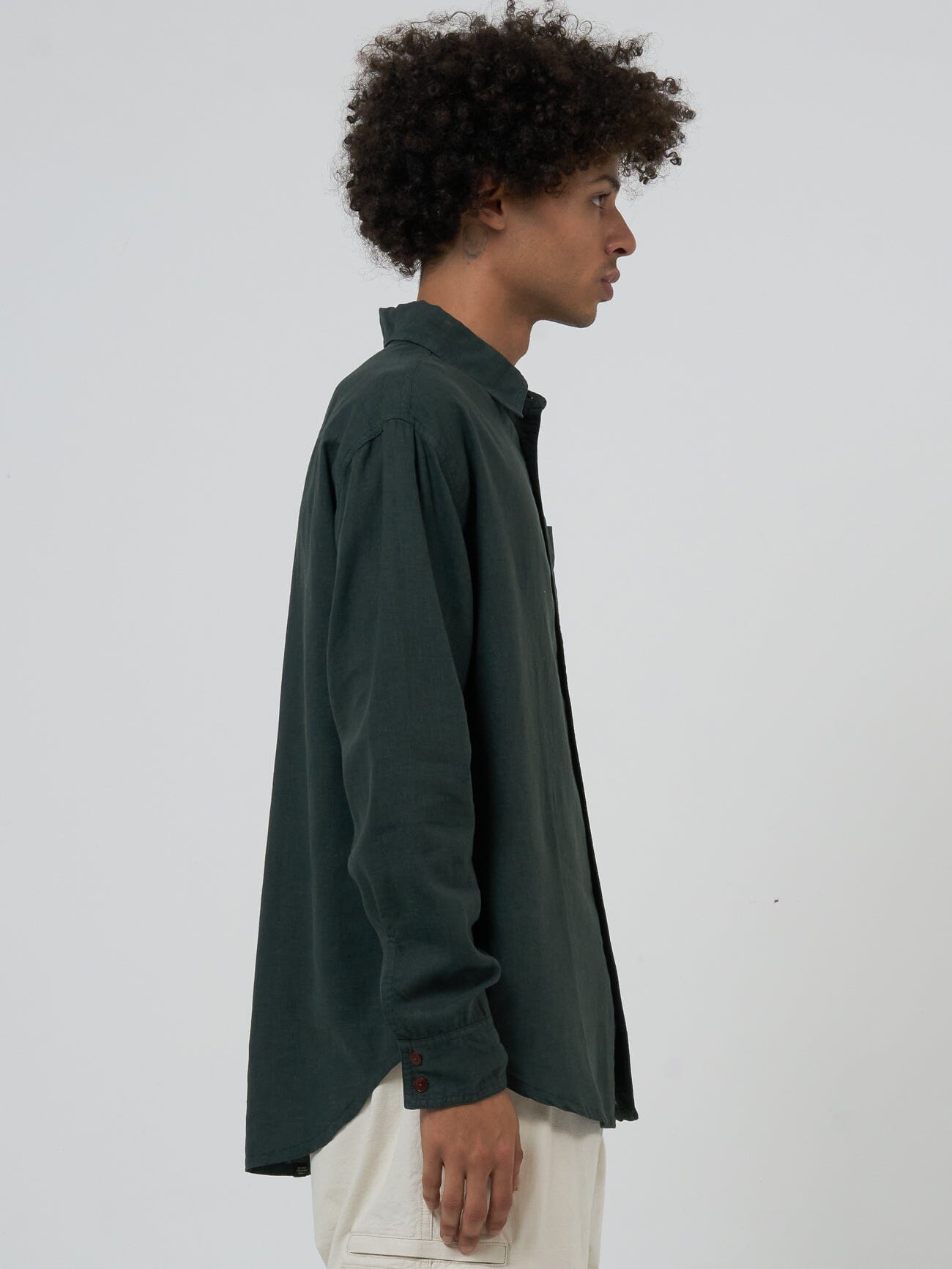 Hemp Minimal Thrills Oversize Long Sleeve Shirt - Deep Emerald