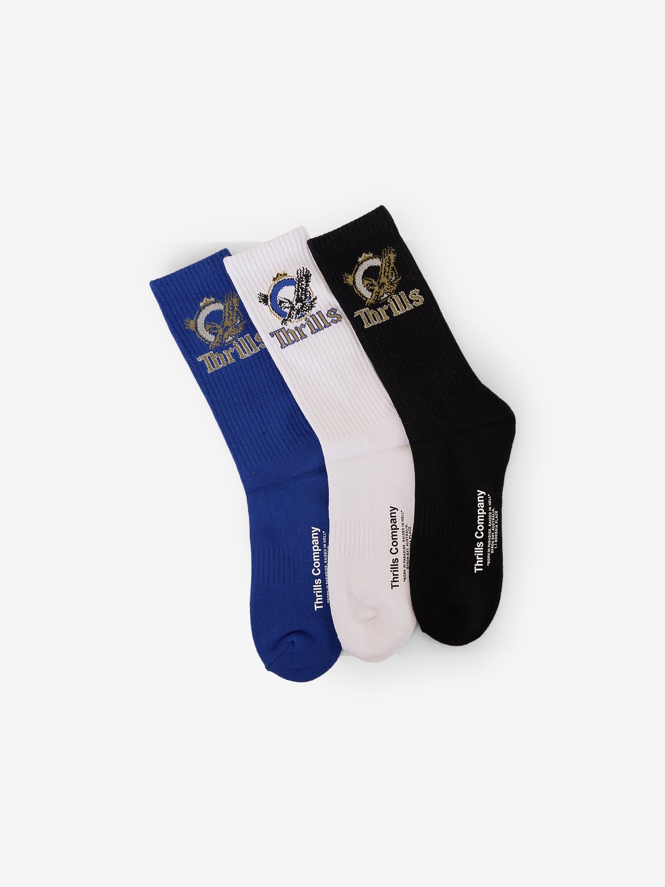 Royalty 3 Pack Sock - Tofu - True Blue - Black One Size