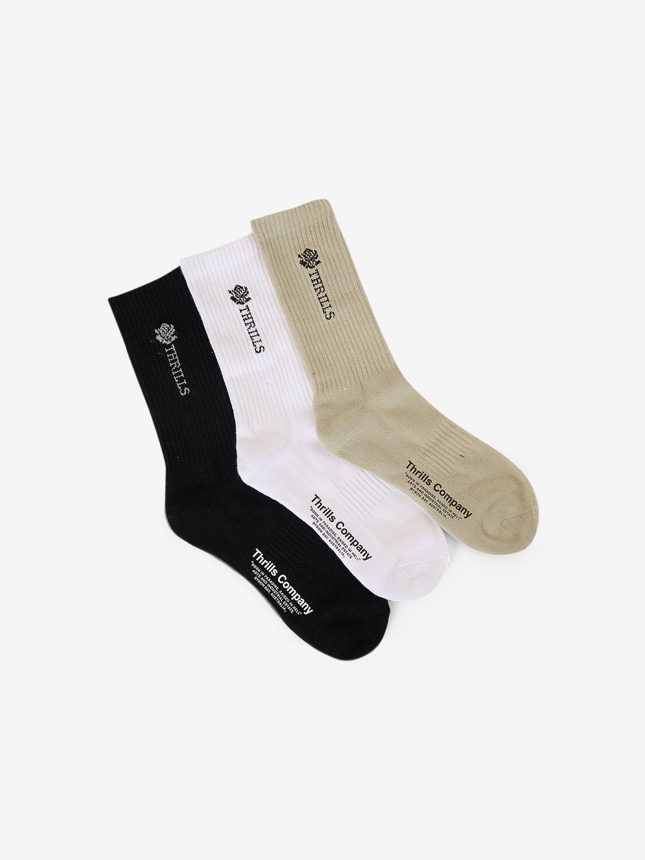 Be Adorned 3 Pack Sock - White - Black - Overcast