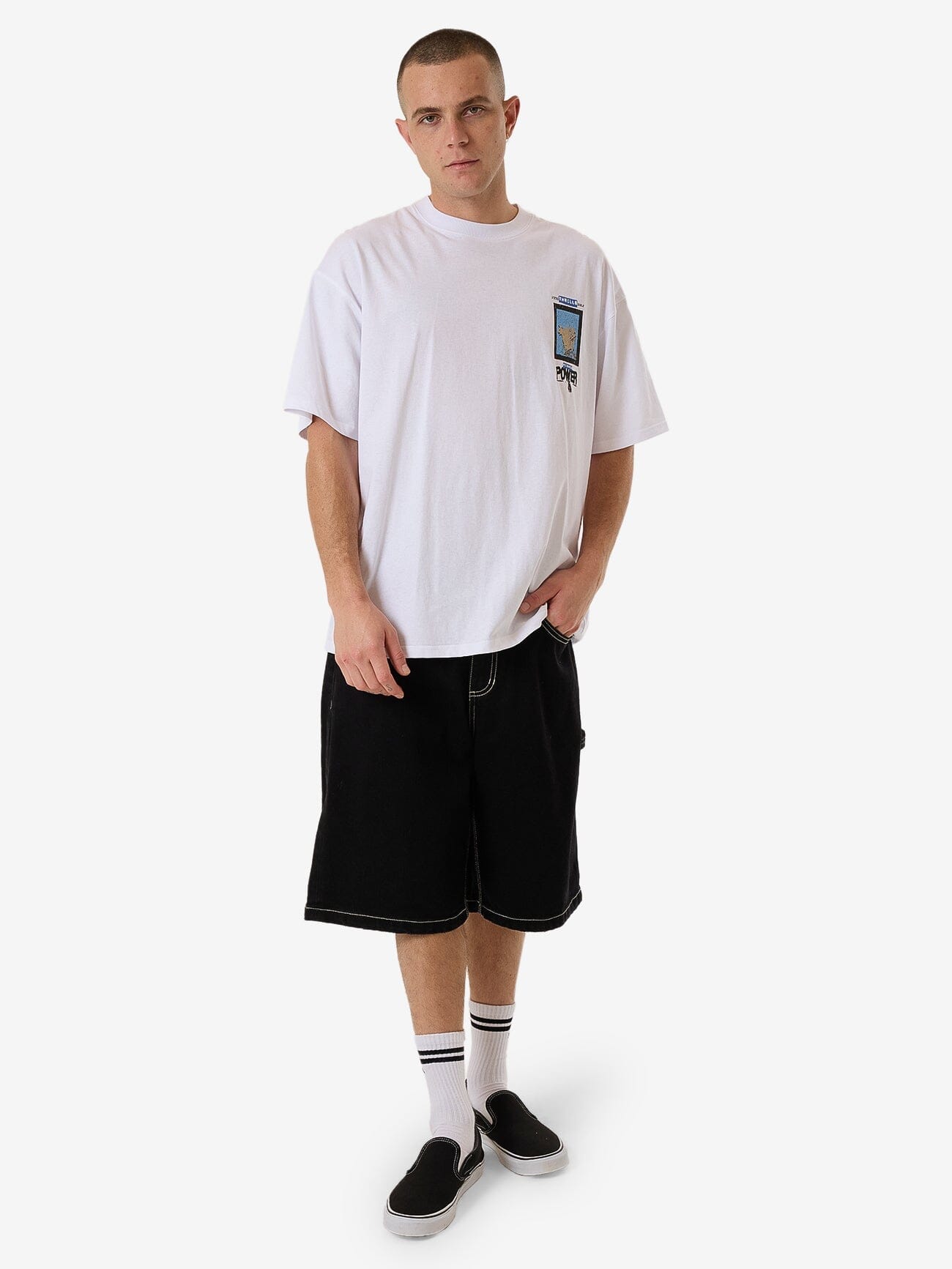 High Power Box Fit Oversize Tee - White XS